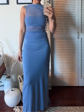 Elegant One-Shoulder Blue Gown